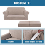 PrimeBeau Thicker Jacquard Fabric 3 Pieces Loveseat & Oversize Loveseat Covers for 2 Cushion Sofa Couch Slipcovers (Base Cover Plus 2 Seat Cushion Covers)