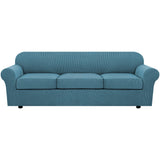H.VERSAILTEX 4 Piece Stretch Sofa Covers for 3 Cushion Couch Covers for Living Room Furniture Slipcovers (Base Cover Plus 3 Seat Cushion Covers) Upgraded Thicker Jacquard Fabric (XL Sofa, Storm Blue)