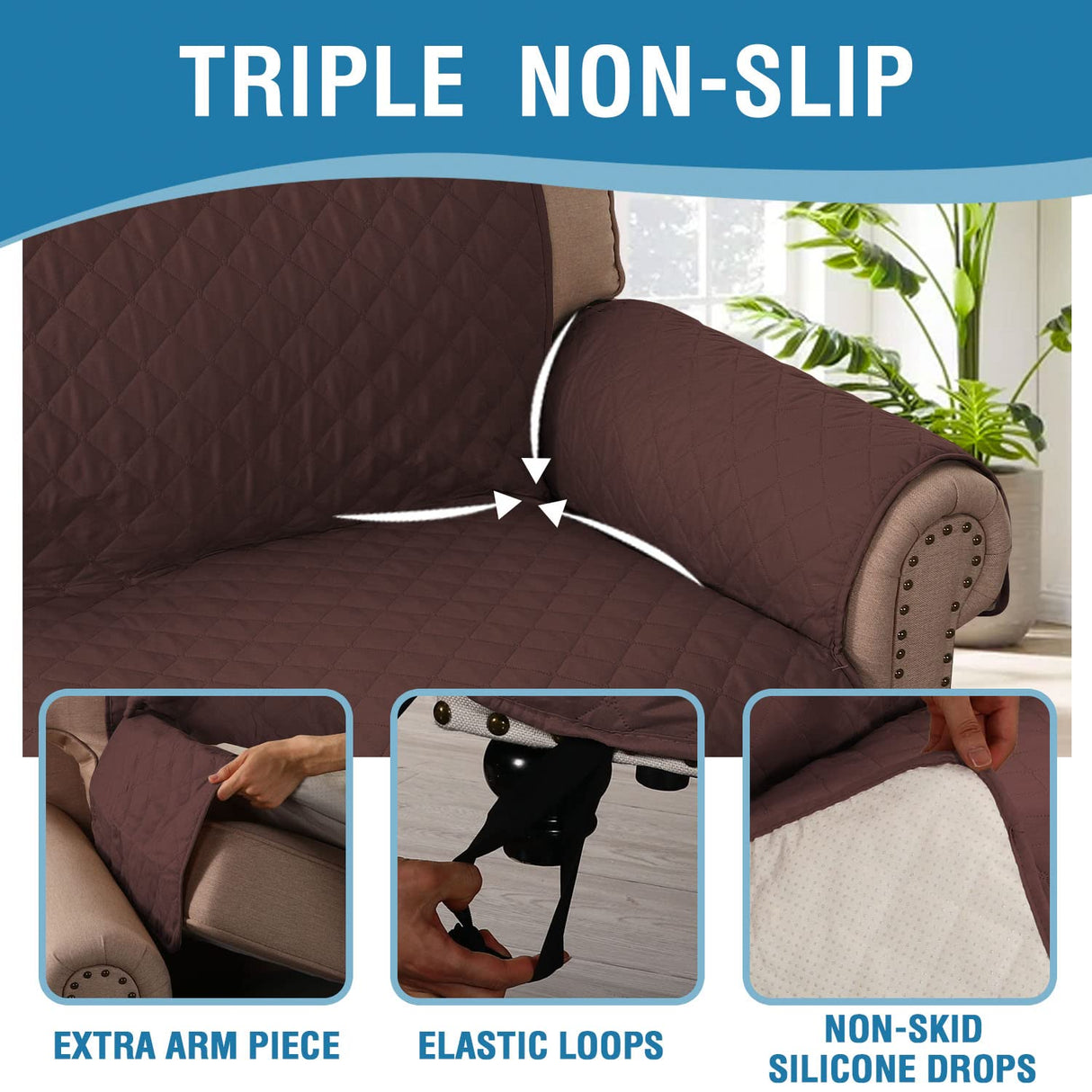 PrimeBeau 100% Waterproof Loveseat Slipcover Furniture Protector for Pets Kids with Non-Skid Backing, Unique Decor and Easy Care