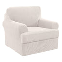 PrimeBeau 2 Pieces Chair Covers for Armchair &Oversize Armchair  Covers for Living Room Furniture Cover Suit for T Cushion/Box Cushion, Spandex Jacquard Fabric Small Checks