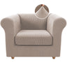 PrimeBeau 2 Pieces Chesterfield Armchair Covers Stretch Slip Covers, Mid Century Deep Seat Couch Cover Fit Width Up to 47 Inch, Thicker Jacquard Fabric (Including 1 base cover and 1 individual cushion cover)