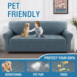 H.VERSAILTEX 2024 Newest Jacquard Couch Covers for 3 Cushion Couch 1 Piece Stretch Sofa Covers Furniture Protector Anti-Slip Soft Thickened Dogs Slipcovers Washable Spiral Pattern(Sofa, Stone Blue)