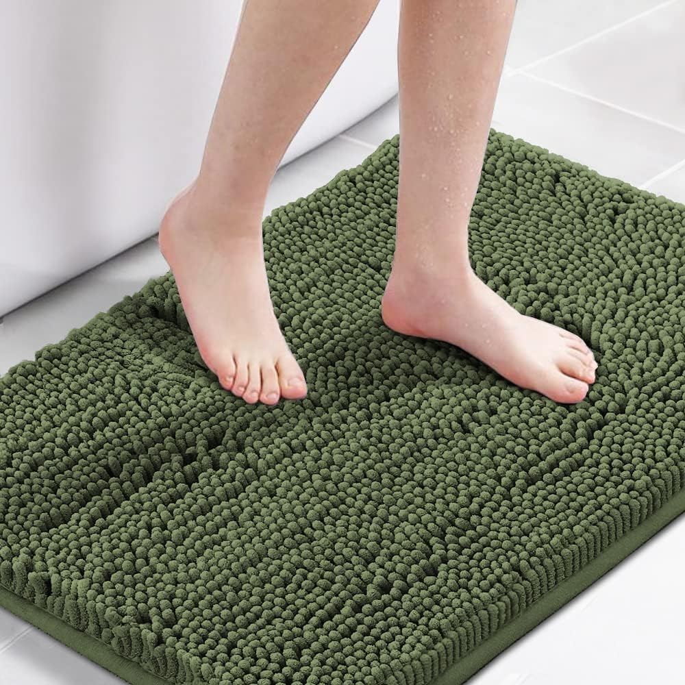 H.Versailtex 1 Piece Bath Mat Non Slip Chenille Bath Mats for Bathroom