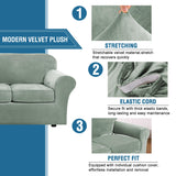 PrimeBeau Real Velvet Plush 3 Piece Stretch Sofa Covers Couch Covers for 2 Cushion Couch Loveseat Covers