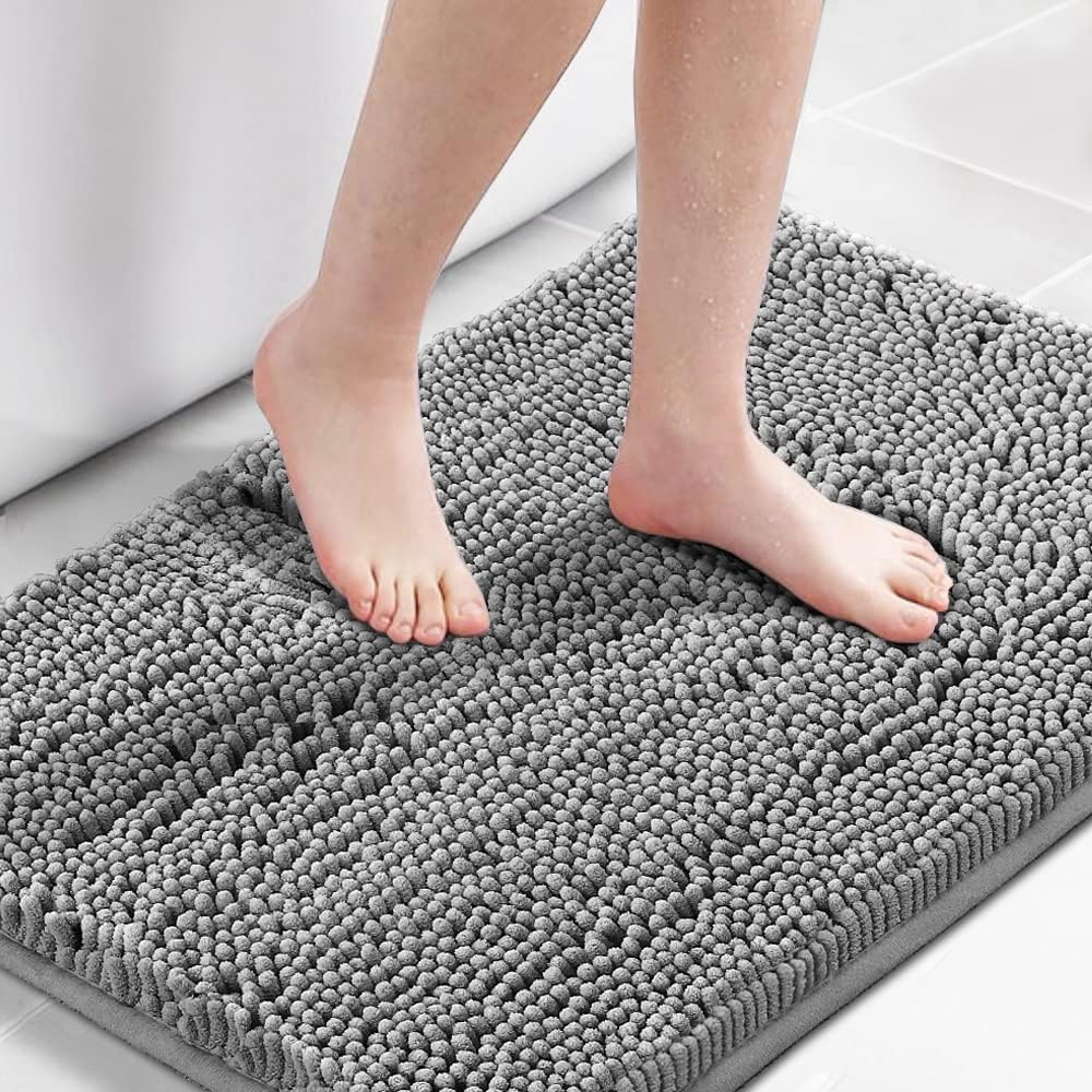 H.Versailtex 1 Piece Bath Mat Non Slip Chenille Bath Mats for Bathroom