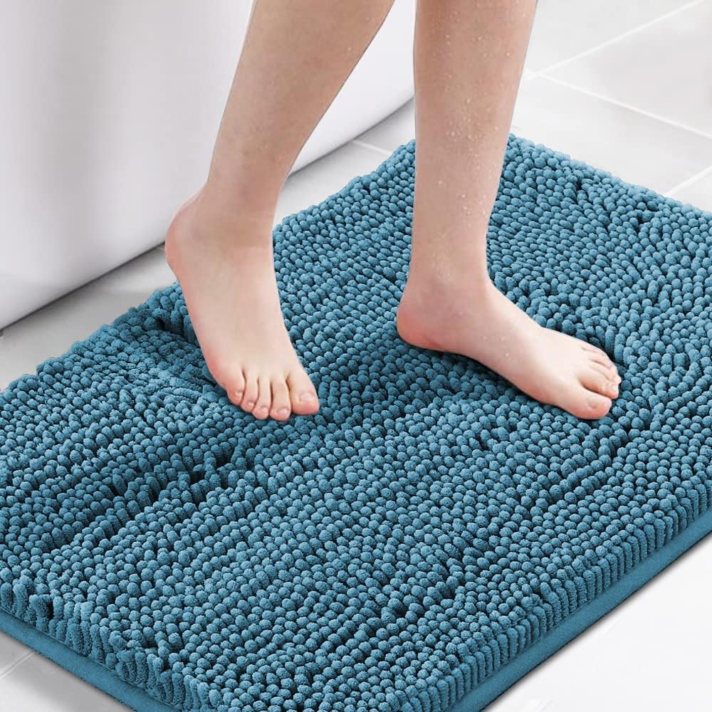 H.Versailtex 1 Piece Bath Mat Non Slip Chenille Bath Mats for Bathroom