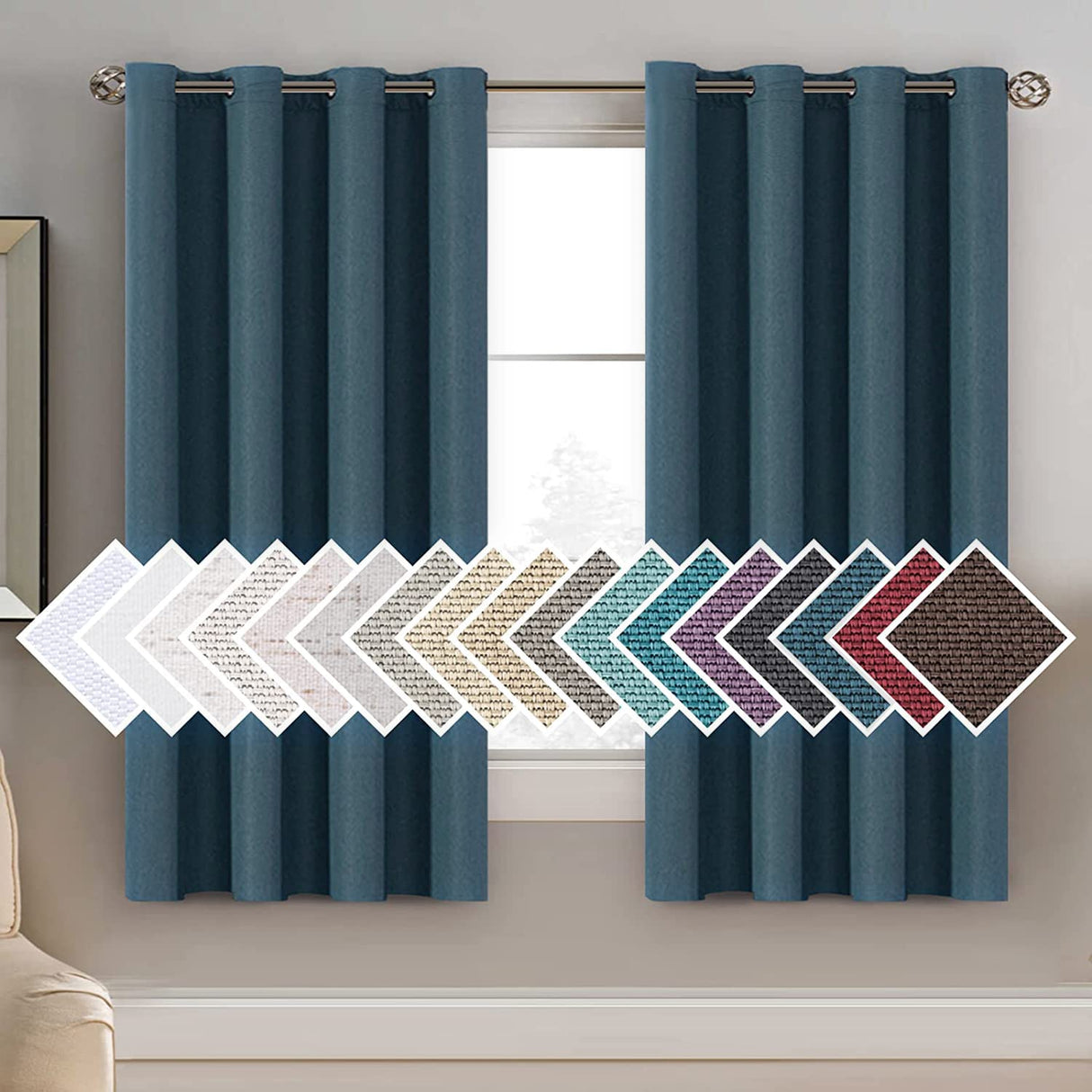PrimeBeau Faux Linen Room Darkening Blackout Curtain Sold by 1 Panel, Short