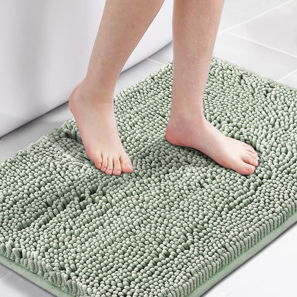 H.Versailtex 1 Piece Bath Mat Non Slip Chenille Bath Mats for Bathroom