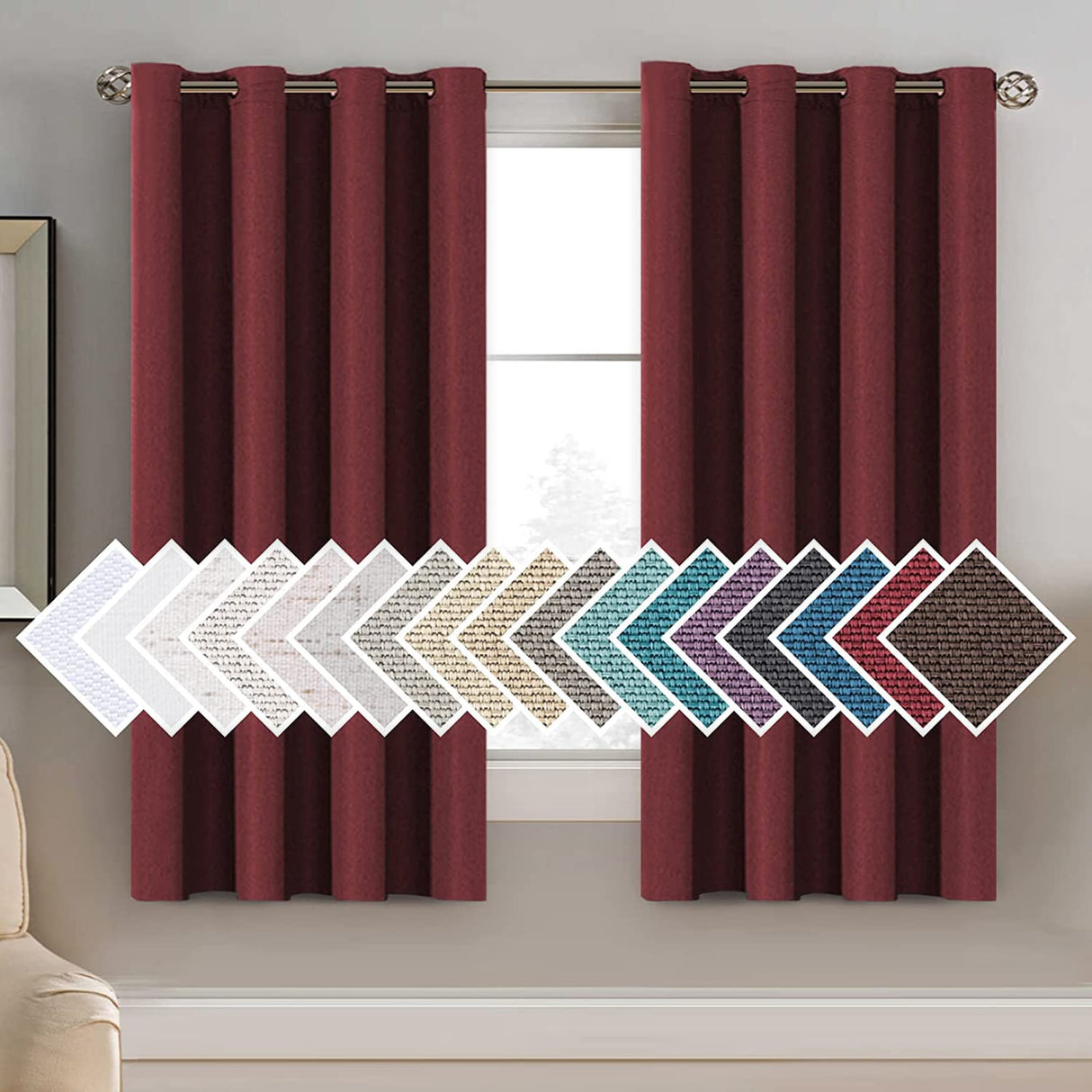 PrimeBeau Faux Linen Room Darkening Blackout Curtain Sold by 1 Panel, Short