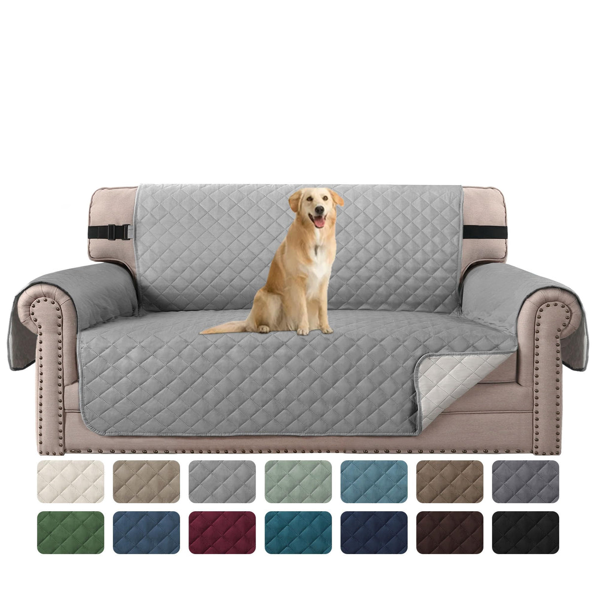 PrimeBeau Loveseat Slipcover Reversible Loveseat Cover Seat , Water Resistant Couch Cover with Elastic Strap Quilted Furniture Protector for Pets(Loveseat & Oversize Loveseat)