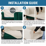 PrimeBeau 2 Pieces Chesterfield Armchair Covers Stretch Slip Covers, Mid Century Deep Seat Couch Cover Fit Width Up to 47 Inch, Thicker Jacquard Fabric (Including 1 base cover and 1 individual cushion cover)