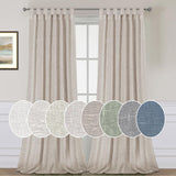 PrimeBeau Natural Linen Mix Tab Top Sheer Curtains (Set of 2) 52 Series