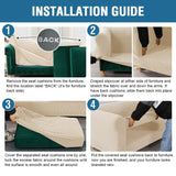 PrimeBeau 3 Pieces Chesterfield Loveseat & Oversized Loveseat Covers Stretch Slip Covers, Mid Century Deep Seat Couch Cover Fit Width Up to 70"-88", Thicker Jacquard Fabric (1 base cover and 2 individual cushion covers)