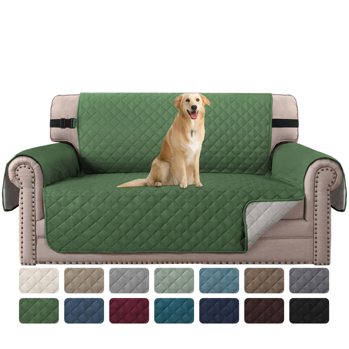 PrimeBeau Loveseat Slipcover Reversible Loveseat Cover Seat , Water Resistant Couch Cover with Elastic Strap Quilted Furniture Protector for Pets(Loveseat & Oversize Loveseat)