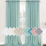 H.Versailtex Natural Linen Blended Curtains 63 Inches Length 2 Panels Textured Woven Linen Sheer Curtain Drapes for Living Room/Bedroom Light Filtering Rod Pocket Casual Draperies - Linen