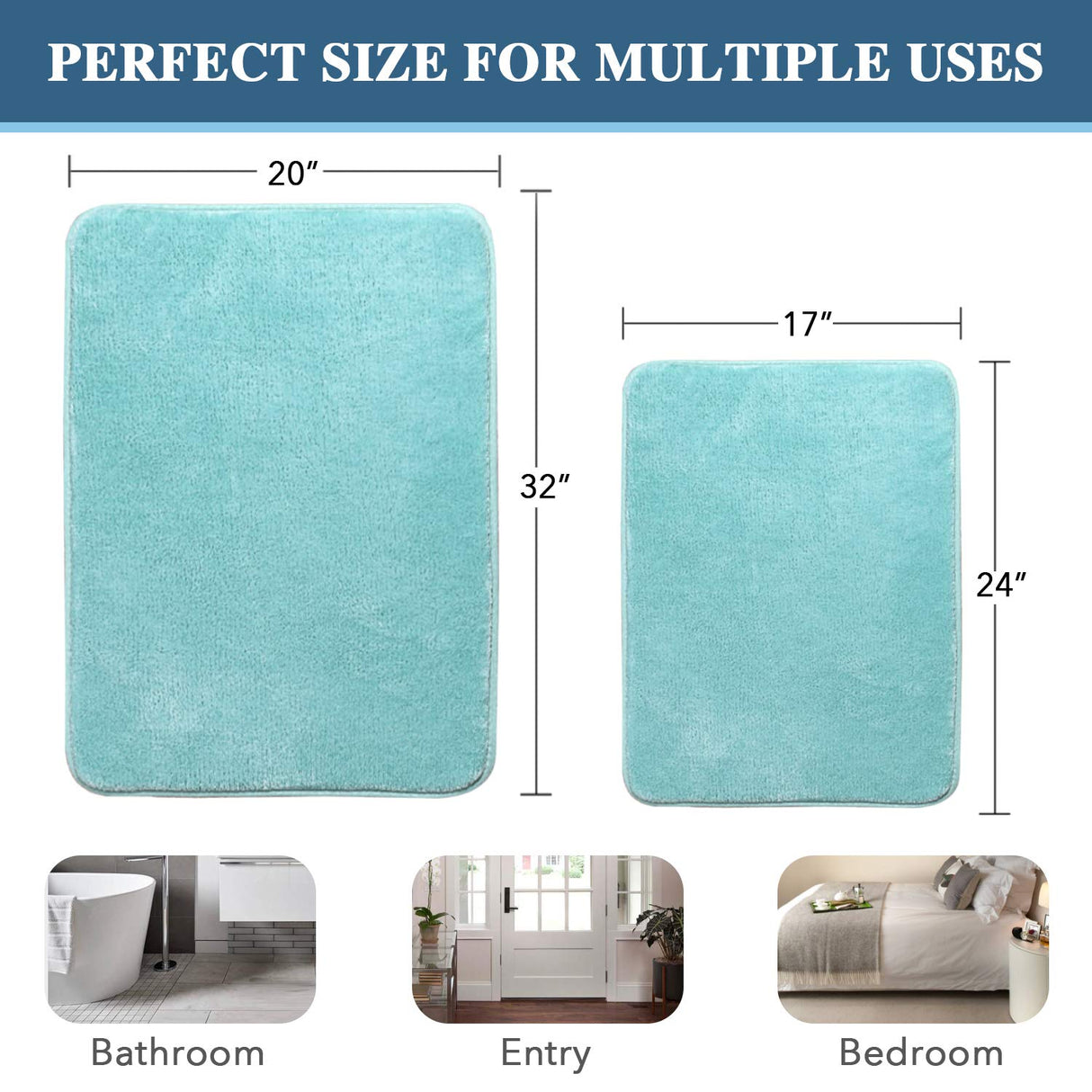 PrimeBeau Luxurious Memory Foam Bath Mat, Flannel Velvety Bath Mat Luxury Extra Soft and Absorbent Non Slip Rugs(Set of 2)