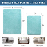 PrimeBeau Luxurious Memory Foam Bath Mat, Flannel Velvety Bath Mat Luxury Extra Soft and Absorbent Non Slip Rugs(Set of 2)