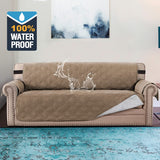 PrimeBeau 100% Waterproof Sofa Cover Protector | Couch Slipcover for 3 Cushion Couch | Non Slip Backing, Adjustable Strap | 5-Layers Material | Fits Seat Width up to 68"