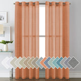 PrimeBeau Faux Linen Grommet Sheer Curtains - Set of 2 Panels 52 Series Long