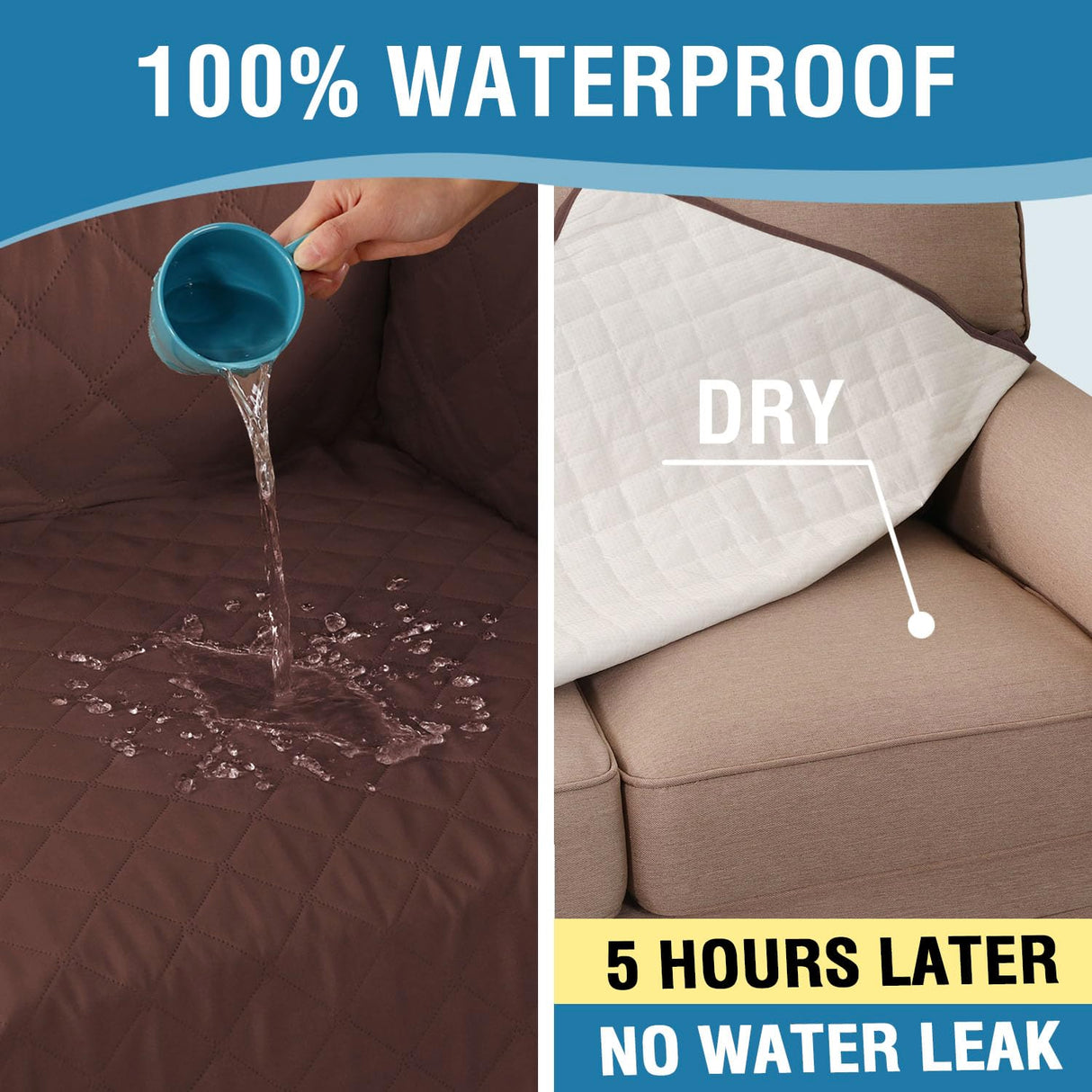 PrimeBeau 100% Waterproof Sectional Couch Covers 2-Piece Couch Cover L Shape Sofa Covers Washable for Dogs Non Slip (Loveseat）