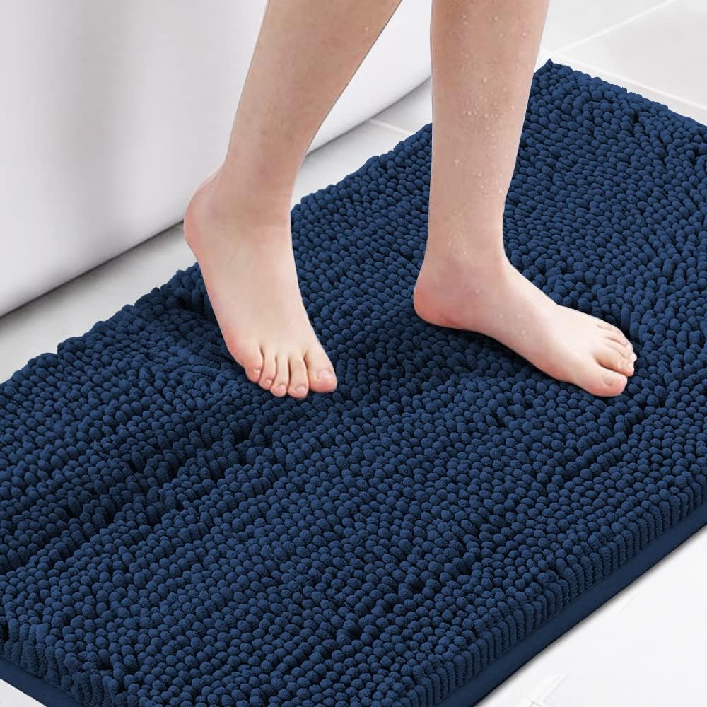 H.Versailtex 1 Piece Bath Mat Non Slip Chenille Bath Mats for Bathroom