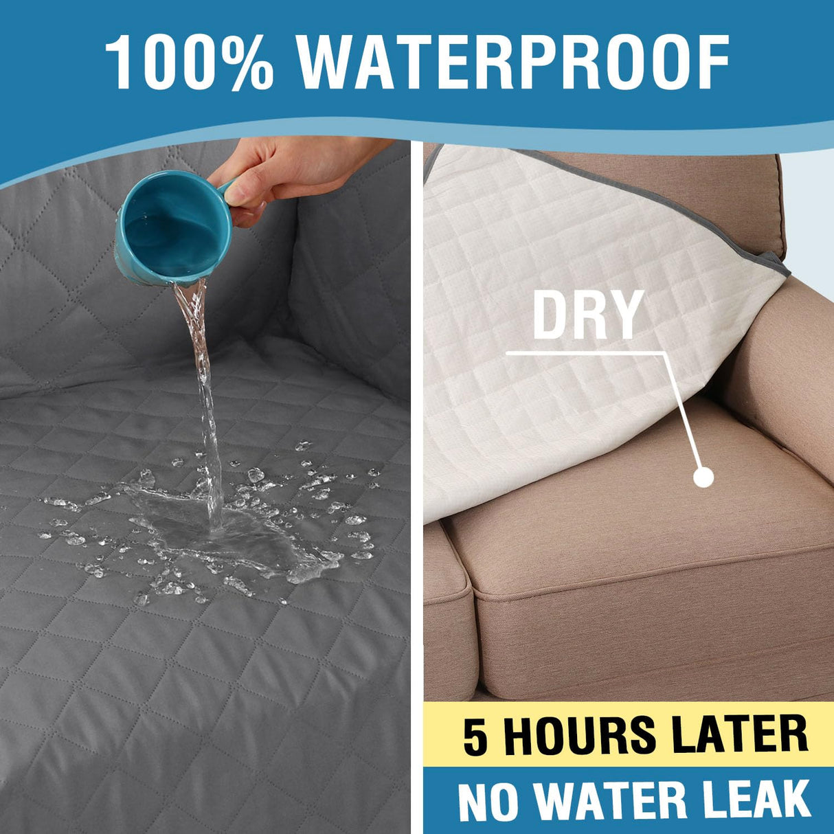PrimeBeau 100% Waterproof Sectional Couch Covers 2-Piece Couch Cover L Shape Sofa Covers Washable for Dogs Non Slip (Loveseat）