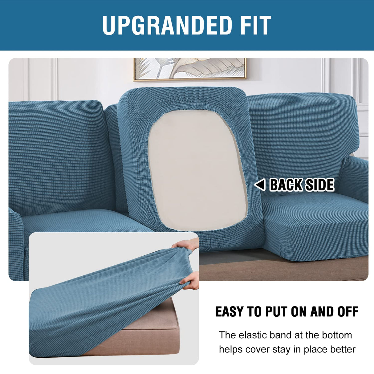 PrimeBeau 2024 New Trend Multi-Pieces Sofa Covers Stretch Couch Covers Form Fitted Seats and Back Cushions Covers (3 Seat Covers Plus 3 Back Cusion Covers, Bonus 2 Armrest Covers)