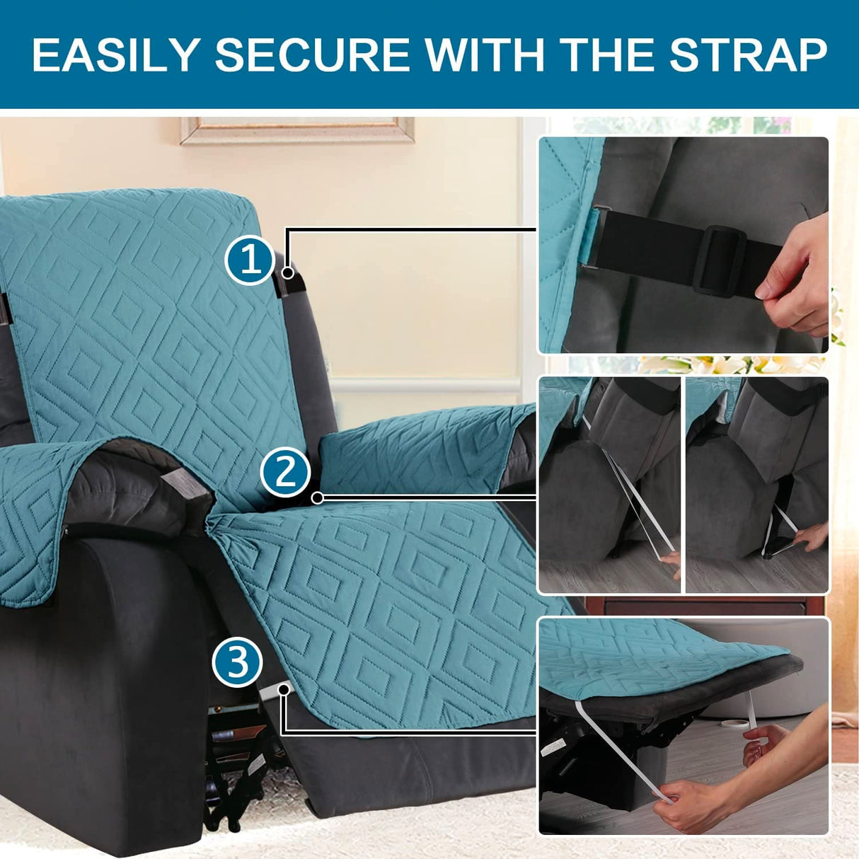 PrimeBeau New Diamond Quilted Recliner Covers Water Resistant  Protector