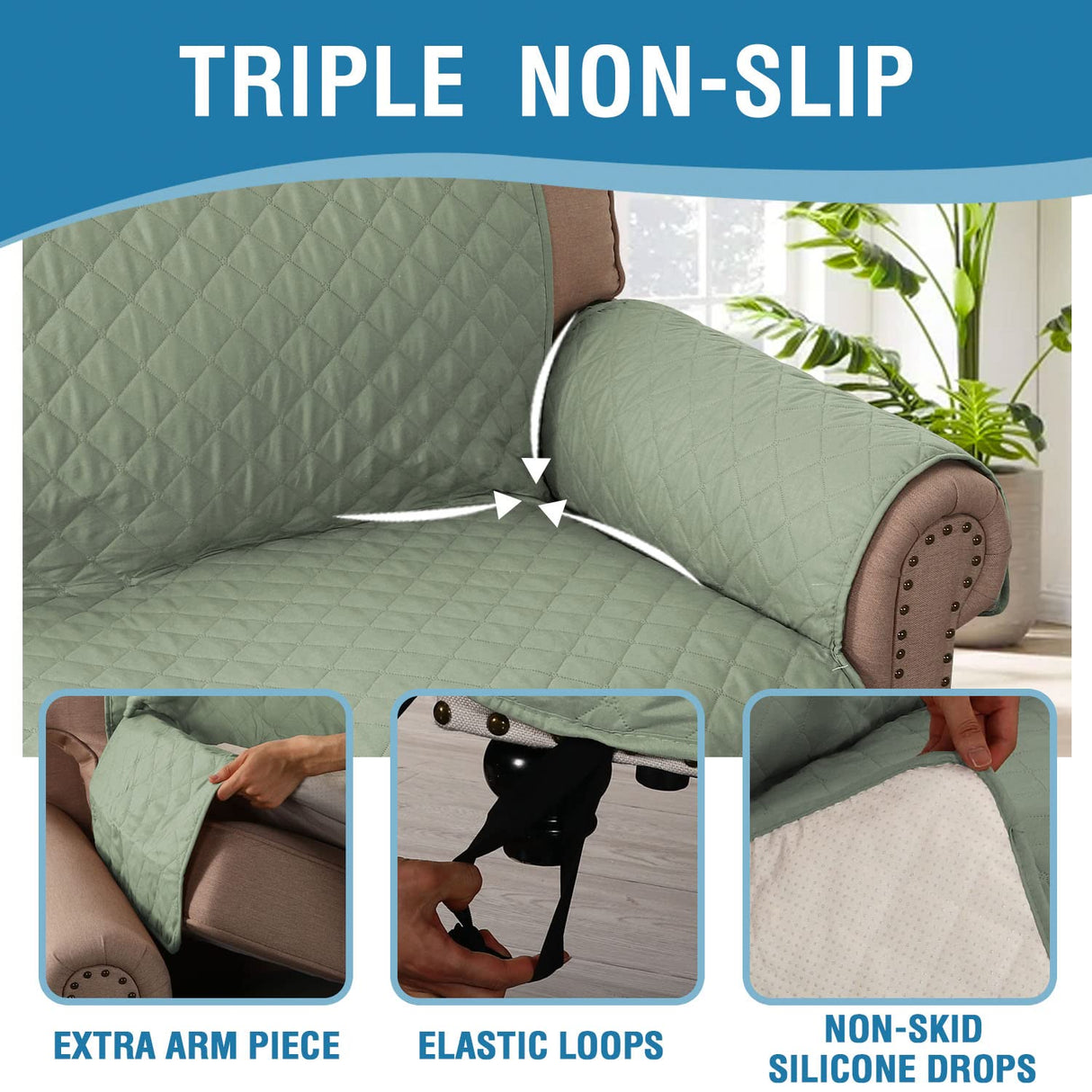 PrimeBeau 100% Waterproof Loveseat Slipcover Furniture Protector for Pets Kids with Non-Skid Backing, Unique Decor and Easy Care