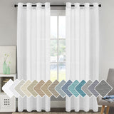 PrimeBeau Faux Linen Grommet Sheer Curtains - Set of 2 Panels 52 Series Long
