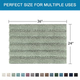 PrimeBeau Luxury Chenille Striped Bath Mats Set | Ultra Thick & Absorbent Non Slip Rugs 24“ x 36"