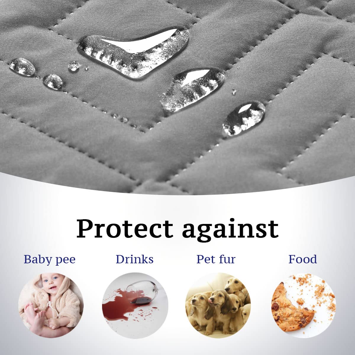 PrimeBeau Reversible Armchair Protector Slipcover Water Resistant Anti-Slip Couch Cover with Elastic Straps, Pets Protection, Stylish Decor, Easy Care