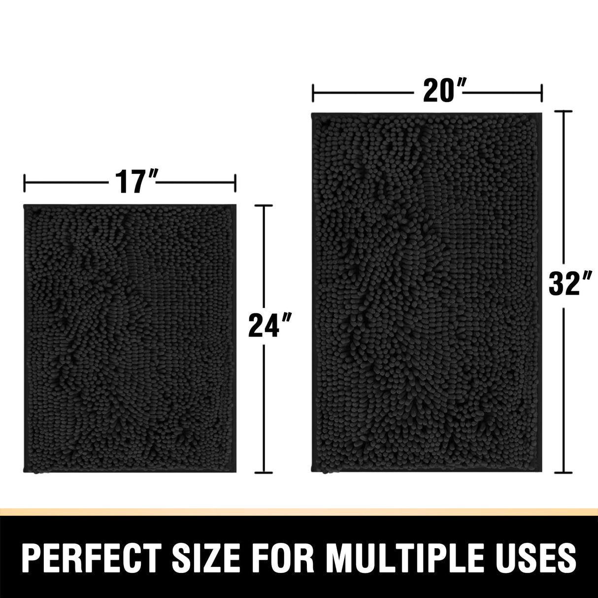 PrimeBeau Luxury Chenille U Shaped Bathroom Rug Sets -Absorbent,Washable,Dry Fast Area Carpet Mats 2 Pieces