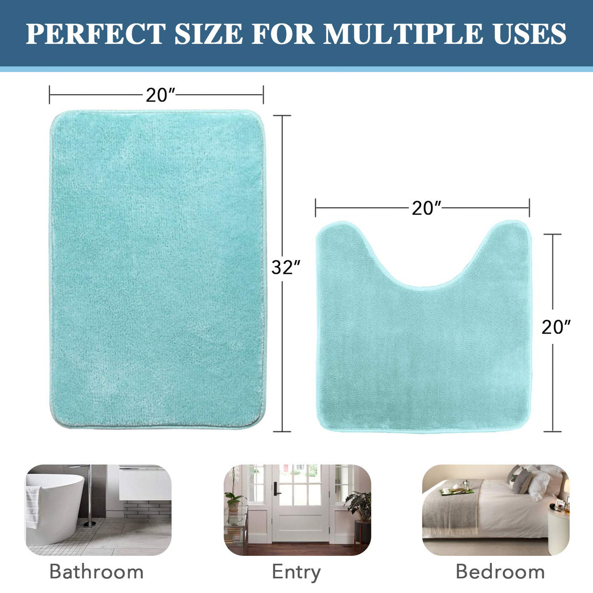 PrimeBeau Luxurious Memory Foam Bath Mat, Flannel Velvety Bath Mat Luxury Extra Soft and Absorbent Non Slip Rugs(Set of 2)