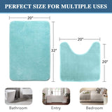 PrimeBeau Luxurious Memory Foam Bath Mat, Flannel Velvety Bath Mat Luxury Extra Soft and Absorbent Non Slip Rugs(Set of 2)