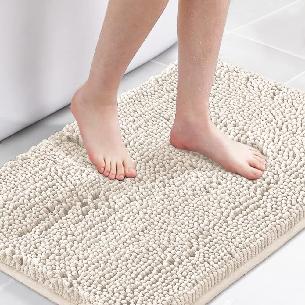H.Versailtex 1 Piece Bath Mat Non Slip Chenille Bath Mats for Bathroom