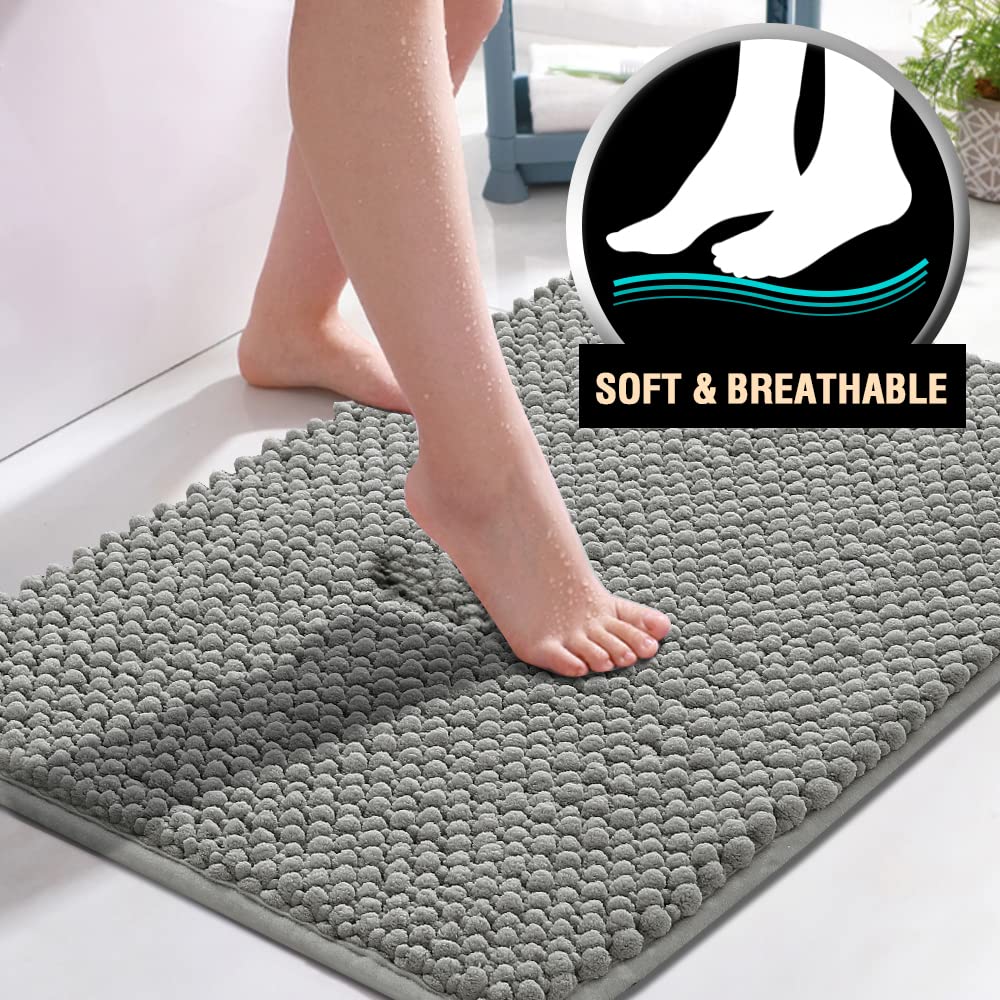 PrimeBeau 3-Piece Aqua Foam Bathroom Rugs Set | Non-Slip, Extra Absorbent Bath Mats for Tub & Shower | Soft Chenille, Vibrant Decor & Easy Care | 17''x24''+20''x32''+20''x24'' U-Shaped