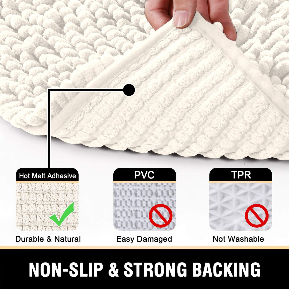 PrimeBeau Luxury Chenille U Shaped Bathroom Rug Sets -Absorbent,Washable,Dry Fast Area Carpet Mats 2 Pieces