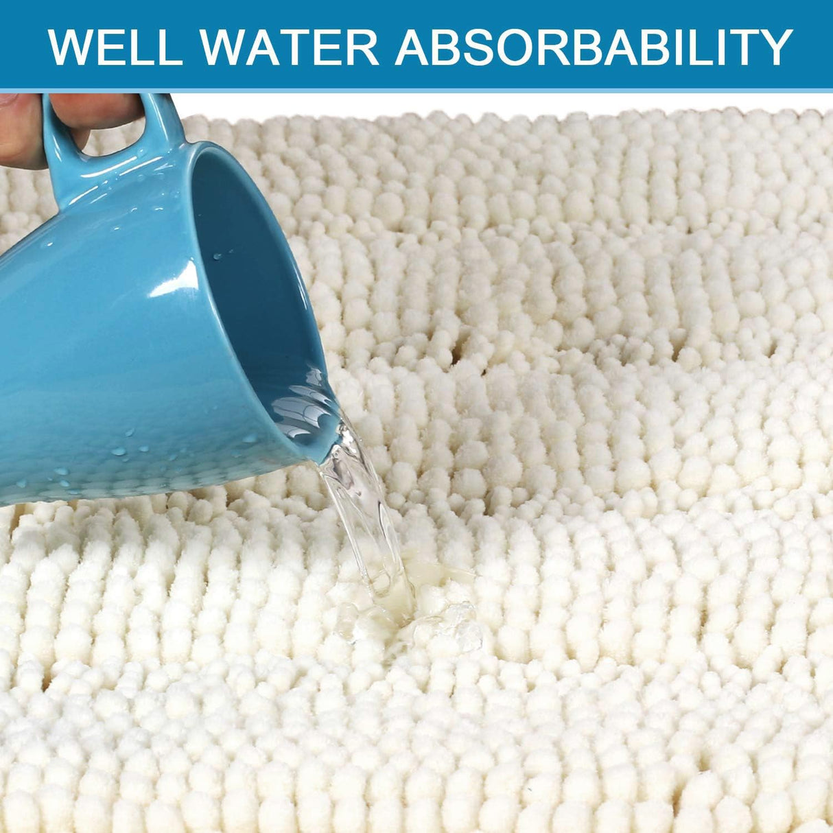 PrimeBeau Luxury Chenille Striped Bath Mats Set | Ultra Thick & Absorbent Non Slip Rugs 20“ x 32"