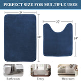 PrimeBeau Luxurious Memory Foam Bath Mat, Flannel Velvety Bath Mat Luxury Extra Soft and Absorbent Non Slip Rugs(Set of 2)