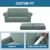 PrimeBeau Thicker Jacquard Fabric 3 Pieces Loveseat & Oversize Loveseat Covers for 2 Cushion Sofa Couch Slipcovers (Base Cover Plus 2 Seat Cushion Covers)
