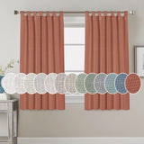 PrimeBeau Natural Linen Mix Tab Top Curtains, Light Filtering Panels (Set of 2)