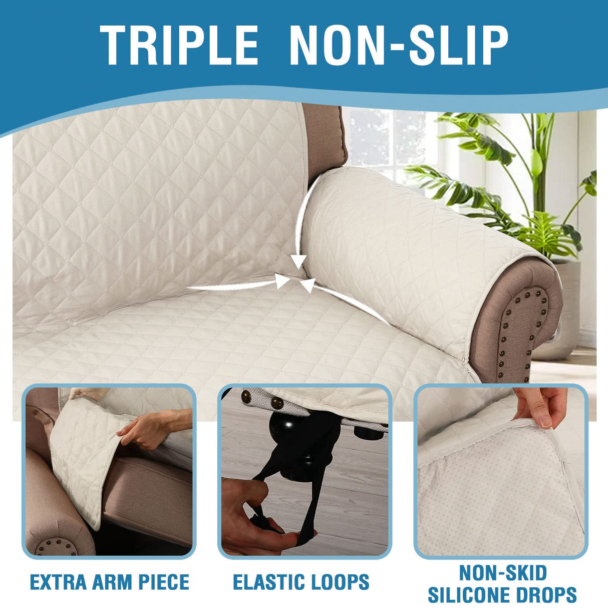 PrimeBeau 100% Waterproof Loveseat Slipcover Furniture Protector for Pets Kids with Non-Skid Backing, Unique Decor and Easy Care