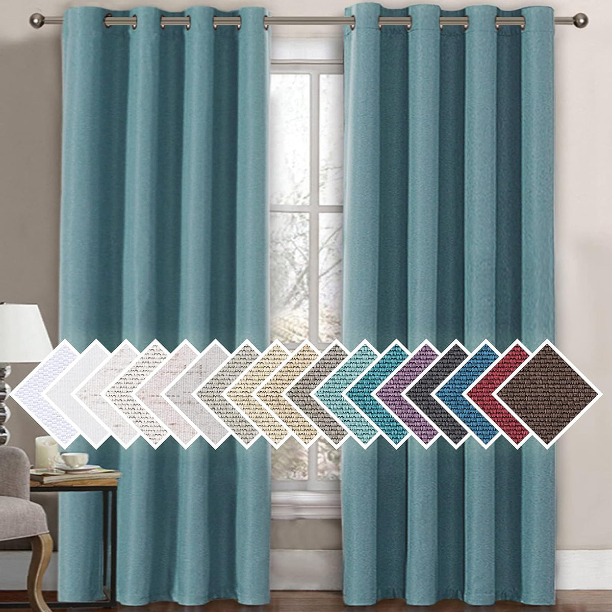 H.Versailtex 1 Panel Linen Blackout Thermal Insulated Grommet Curtain