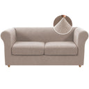 PrimeBeau 3 Pieces Chesterfield Loveseat & Oversized Loveseat Covers Stretch Slip Covers, Mid Century Deep Seat Couch Cover Fit Width Up to 70"-88", Thicker Jacquard Fabric (1 base cover and 2 individual cushion covers)
