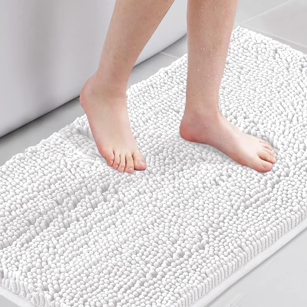 H.Versailtex 1 Piece Bath Mat Non Slip Chenille Bath Mats for Bathroom