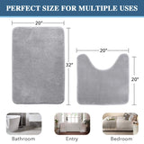 PrimeBeau Luxurious Memory Foam Bath Mat, Flannel Velvety Bath Mat Luxury Extra Soft and Absorbent Non Slip Rugs(Set of 2)