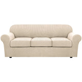 H.VERSAILTEX 4 Piece Stretch Couch Covers for 3 Cushion Couch Sofa Furniture Slipcovers Feature Upgraded Thicker Jacquard Fabric (Sofa, Natural)