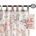 PrimeBeau Linen Sheer Tab Top Curtains Vintage Floral Print, 2 Panels