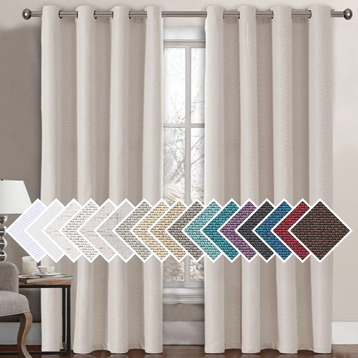 H.Versailtex 1 Panel Linen Blackout Thermal Insulated Grommet Curtain